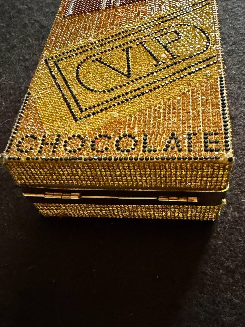 Rhinestone Embellished ‘Chocolate Bar’ Shaped Clutch Purse - Picture 2 of 11